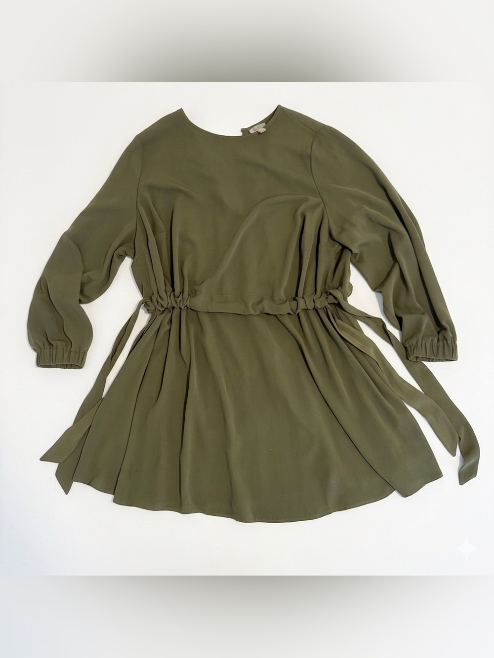 ASOS Olive Green Long Sleeve Drawstring Dress Size 20